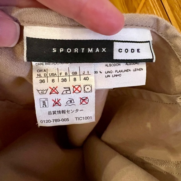 EUC Sportmax Code Khaki Tan Cotton Linen Blend Midi Sundress Dress US Size 6 - Picture 5 of 6